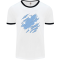 Torn Micronesia Flag Micronesian Day Football Mens Ringer T-Shirt White/Black