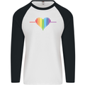 LGBT Gay Pulse Heart Gay Pride Awareness Mens L/S Baseball T-Shirt White/Black