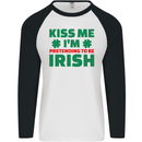 Kiss Me I'm Pretending to Be Irish Mens L/S Baseball T-Shirt White/Black