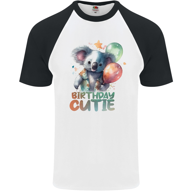 Birthday Cutie Koala 3rd 4th 5th 6th 7th 8th Mens S/S Baseball T-Shirt White/Black