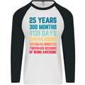 25th Birthday 25 Year Old Mens L/S Baseball T-Shirt White/Black