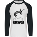 Parkour Free Running Break the Limit Mens L/S Baseball T-Shirt White/Black