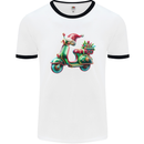 Scooter Christmas Hat MOD Moped Xmas Mens Ringer T-Shirt White/Black