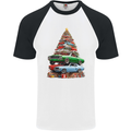 Muscle Car Christmas Tree Xmas Classic Mens S/S Baseball T-Shirt White/Black