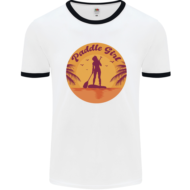 Paddleboarding Girl Mens Ringer T-Shirt White/Black