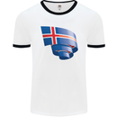 Curled Iceland Flag Icelander Day Football Mens Ringer T-Shirt White/Black