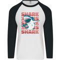 A Great White Shark Mens L/S Baseball T-Shirt White/Black