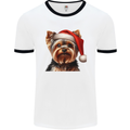 Christmas Yorkshire Terrier Dog Xmas Yorkie Mens Ringer T-Shirt White/Black