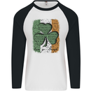 St Patricks Day Shamrock 3 Leaf Clover Mens L/S Baseball T-Shirt White/Black