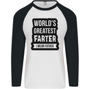 Fathers Day Farter Funny Flatulence Farting Mens L/S Baseball T-Shirt White/Black