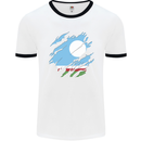 Torn Flag Sakha Republic Mens Ringer T-Shirt White/Black
