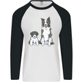 A Border Collie and Puppy Mens L/S Baseball T-Shirt White/Black
