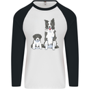 A Border Collie and Puppy Mens L/S Baseball T-Shirt White/Black