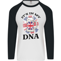 British Beer It's in My DNA Union Jack Flag Mens L/S Baseball T-Shirt White/Black