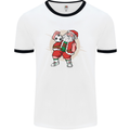 Football Santa Christmas Soccer Xmas Mens Ringer T-Shirt White/Black