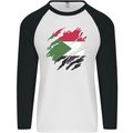 Torn Sudan Flag Sudanese Day Football Mens L/S Baseball T-Shirt White/Black