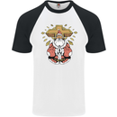Christmas Praying Santa Christian Christianity God Mens S/S Baseball T-Shirt White/Black