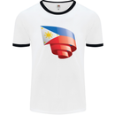 Curled Philippines Flag Philipino Day Football Mens Ringer T-Shirt White/Black