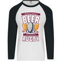 Weekend Forecast Beer Alcohol Rugby Funny Mens L/S Baseball T-Shirt White/Black