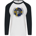 Sweden Bodybuilding Flag Gym Training Swedish Mens L/S Baseball T-Shirt White/Black