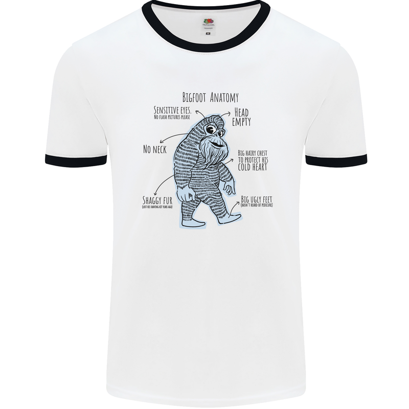 The Anatomy of Bigfoot Mens Ringer T-Shirt White/Black