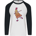 A Slice of Christmas Pizza Funny Xmas Mens L/S Baseball T-Shirt White/Black