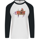 Country House Street Pig Mens L/S Baseball T-Shirt White/Black