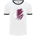 Torn Qatar Flag Qatari Day Football Mens Ringer T-Shirt White/Black