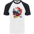 German Christmas Skull Xmas Germany Flag Mens S/S Baseball T-Shirt White/Black