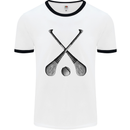 Hurling Bats and Ball Mens Ringer T-Shirt White/Black