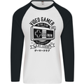 Video Gamer Retro Club Gaming Mens L/S Baseball T-Shirt White/Black