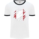 Torn Peru Flag Peruvian Day Football Mens Ringer T-Shirt White/Black