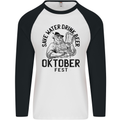 Oktoberfest Drink Beer Funny Alcohol Mens L/S Baseball T-Shirt White/Black