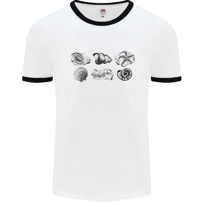 Fossil Set Palaeontologist Palaeontology Mens Ringer T-Shirt White/Black