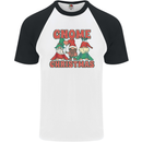 Three Christmas Gnomes Funny Xmas Mens S/S Baseball T-Shirt White/Black