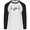 Lizard ECG Gekko Pulse Bearded Dragon Mens L/S Baseball T-Shirt White/Black