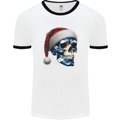 Scotland Christmas Skull Xmas Scottish Flag Biker Mens Ringer T-Shirt White/Black