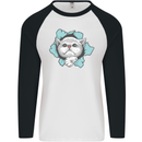 Cat Hole Mens L/S Baseball T-Shirt White/Black