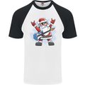 Rock n Roll Santa Electric Guitar Christmas Xmas Mens S/S Baseball T-Shirt White/Black