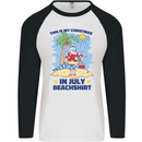 Christmas in July Summer Santa Clause Beach Mens L/S Baseball T-Shirt White/Black