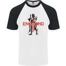 St Georges Day Knights Templar England Flag Mens S/S Baseball T-Shirt White/Black