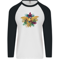 Maacaw Parrot In the Jungle Mens L/S Baseball T-Shirt White/Black