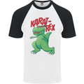 Karat-Rex Karate T-Rex Dinosaur Mens S/S Baseball T-Shirt White/Black