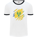 Torn Saint Vincent and Grenadines Flag Football Mens Ringer T-Shirt White/Black