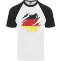 Torn Germany Flag German Day Football Mens S/S Baseball T-Shirt White/Black