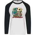 We Wish You a Creepy Christmas Skull Mens L/S Baseball T-Shirt White/Black