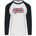 Supermarine Spitfire with the Union Jack Mens L/S Baseball T-Shirt White/Black