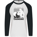 Climate Change Polar Bears Environment Mens L/S Baseball T-Shirt White/Black