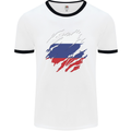 Torn Russia Flag Russian Day Football Mens Ringer T-Shirt White/Black