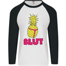 Pineapple Slut Funny Movie Theme Mens L/S Baseball T-Shirt White/Black